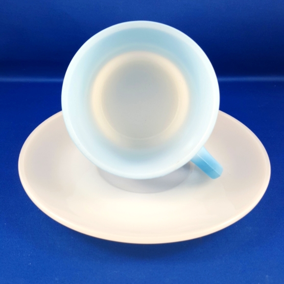 VTG Fire-King BLUE MOSAIC Cup Saucer set by Anchor Hocking, USA, 1960s - Picture 5 of 8